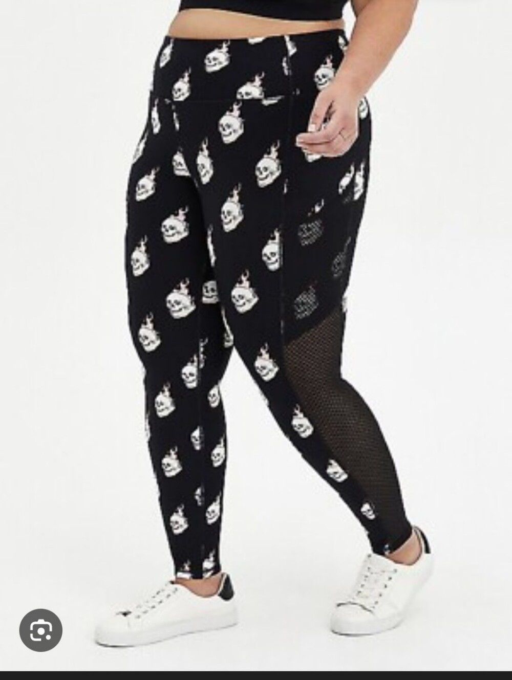 torrid Black Skull Print Leggings with Mesh Panels